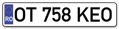 Placuta inmatriculare numar auto  OT-758-KEO, OT 758 KEO, OT758KEO