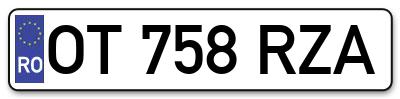 Placuta inmatriculare numar auto  OT-758-RZA, OT 758 RZA, OT758RZA
