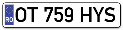 Placuta inmatriculare numar auto  OT-759-HYS, OT 759 HYS, OT759HYS