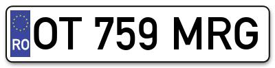 Placuta inmatriculare numar auto  OT-759-MRG, OT 759 MRG, OT759MRG