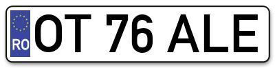 Placuta inmatriculare numar auto  OT-76-ALE, OT 76 ALE, OT76ALE