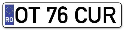 Placuta inmatriculare numar auto  OT-76-CUR, OT 76 CUR, OT76CUR