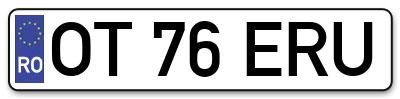 Placuta inmatriculare numar auto  OT-76-ERU, OT 76 ERU, OT76ERU