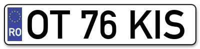 Placuta inmatriculare numar auto  OT-76-KIS, OT 76 KIS, OT76KIS