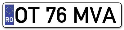 Placuta inmatriculare numar auto  OT-76-MVA, OT 76 MVA, OT76MVA
