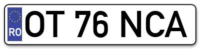 Placuta inmatriculare numar auto  OT-76-NCA, OT 76 NCA, OT76NCA