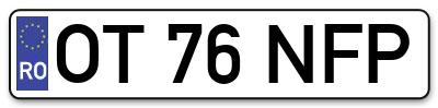 Placuta inmatriculare numar auto  OT-76-NFP, OT 76 NFP, OT76NFP