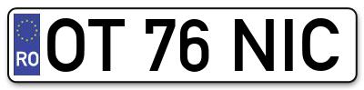 Placuta inmatriculare numar auto  OT-76-NIC, OT 76 NIC, OT76NIC