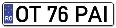Placuta inmatriculare numar auto  OT-76-PAI, OT 76 PAI, OT76PAI