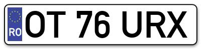 Placuta inmatriculare numar auto  OT-76-URX, OT 76 URX, OT76URX
