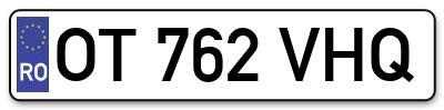 Placuta inmatriculare numar auto  OT-762-VHQ, OT 762 VHQ, OT762VHQ