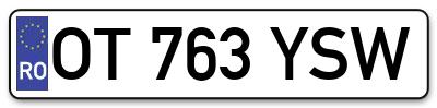 Placuta inmatriculare numar auto  OT-763-YSW, OT 763 YSW, OT763YSW