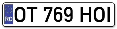 Placuta inmatriculare numar auto  OT-769-HOI, OT 769 HOI, OT769HOI