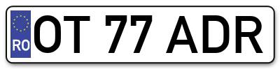 Placuta inmatriculare numar auto  OT-77-ADR, OT 77 ADR, OT77ADR