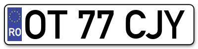 Placuta inmatriculare numar auto  OT-77-CJY, OT 77 CJY, OT77CJY