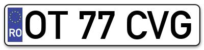 Placuta inmatriculare numar auto  OT-77-CVG, OT 77 CVG, OT77CVG