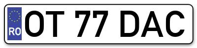 Placuta inmatriculare numar auto  OT-77-DAC, OT 77 DAC, OT77DAC