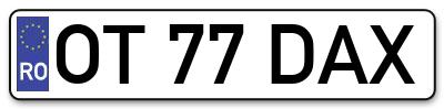 Placuta inmatriculare numar auto  OT-77-DAX, OT 77 DAX, OT77DAX