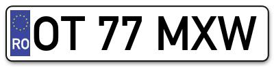 Placuta inmatriculare numar auto  OT-77-MXW, OT 77 MXW, OT77MXW