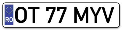 Placuta inmatriculare numar auto  OT-77-MYV, OT 77 MYV, OT77MYV