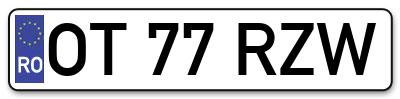 Placuta inmatriculare numar auto  OT-77-RZW, OT 77 RZW, OT77RZW