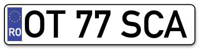 Placuta inmatriculare numar auto  OT-77-SCA, OT 77 SCA, OT77SCA