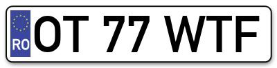 Placuta inmatriculare numar auto  OT-77-WTF, OT 77 WTF, OT77WTF