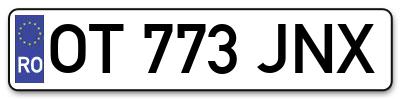 Placuta inmatriculare numar auto  OT-773-JNX, OT 773 JNX, OT773JNX
