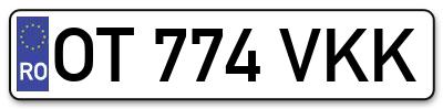 Placuta inmatriculare numar auto  OT-774-VKK, OT 774 VKK, OT774VKK