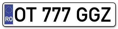 Placuta inmatriculare numar auto  OT-777-GGZ, OT 777 GGZ, OT777GGZ