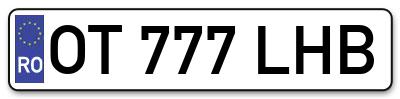 Placuta inmatriculare numar auto  OT-777-LHB, OT 777 LHB, OT777LHB