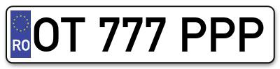 Placuta inmatriculare numar auto  OT-777-PPP, OT 777 PPP, OT777PPP
