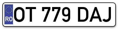 Placuta inmatriculare numar auto  OT-779-DAJ, OT 779 DAJ, OT779DAJ