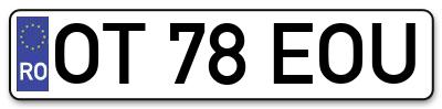 Placuta inmatriculare numar auto  OT-78-EOU, OT 78 EOU, OT78EOU
