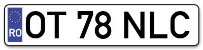 Placuta inmatriculare numar auto  OT-78-NLC, OT 78 NLC, OT78NLC