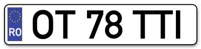 Placuta inmatriculare numar auto  OT-78-TTI, OT 78 TTI, OT78TTI