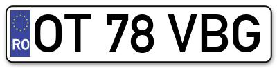 Placuta inmatriculare numar auto  OT-78-VBG, OT 78 VBG, OT78VBG