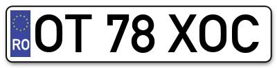 Placuta inmatriculare numar auto  OT-78-XOC, OT 78 XOC, OT78XOC