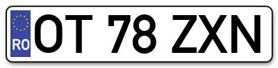 Placuta inmatriculare numar auto  OT-78-ZXN, OT 78 ZXN, OT78ZXN