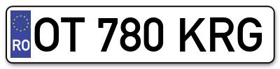 Placuta inmatriculare numar auto  OT-780-KRG, OT 780 KRG, OT780KRG