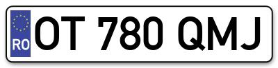 Placuta inmatriculare numar auto  OT-780-QMJ, OT 780 QMJ, OT780QMJ