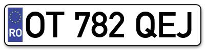 Placuta inmatriculare numar auto  OT-782-QEJ, OT 782 QEJ, OT782QEJ