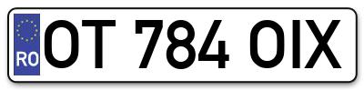 Placuta inmatriculare numar auto  OT-784-OIX, OT 784 OIX, OT784OIX