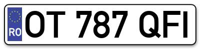 Placuta inmatriculare numar auto  OT-787-QFI, OT 787 QFI, OT787QFI
