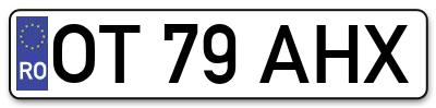 Placuta inmatriculare numar auto  OT-79-AHX, OT 79 AHX, OT79AHX