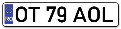 Placuta inmatriculare numar auto  OT-79-AOL, OT 79 AOL, OT79AOL