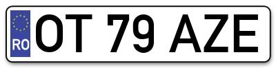 Placuta inmatriculare numar auto  OT-79-AZE, OT 79 AZE, OT79AZE