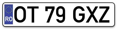 Placuta inmatriculare numar auto  OT-79-GXZ, OT 79 GXZ, OT79GXZ