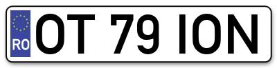 Placuta inmatriculare numar auto  OT-79-ION, OT 79 ION, OT79ION