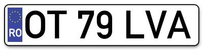 Placuta inmatriculare numar auto  OT-79-LVA, OT 79 LVA, OT79LVA